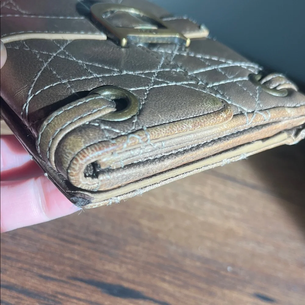 Christian Dior Tan Quilted Leather Wallet
